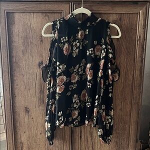 Floral Cold Shoulder Long Sleeve Blouse